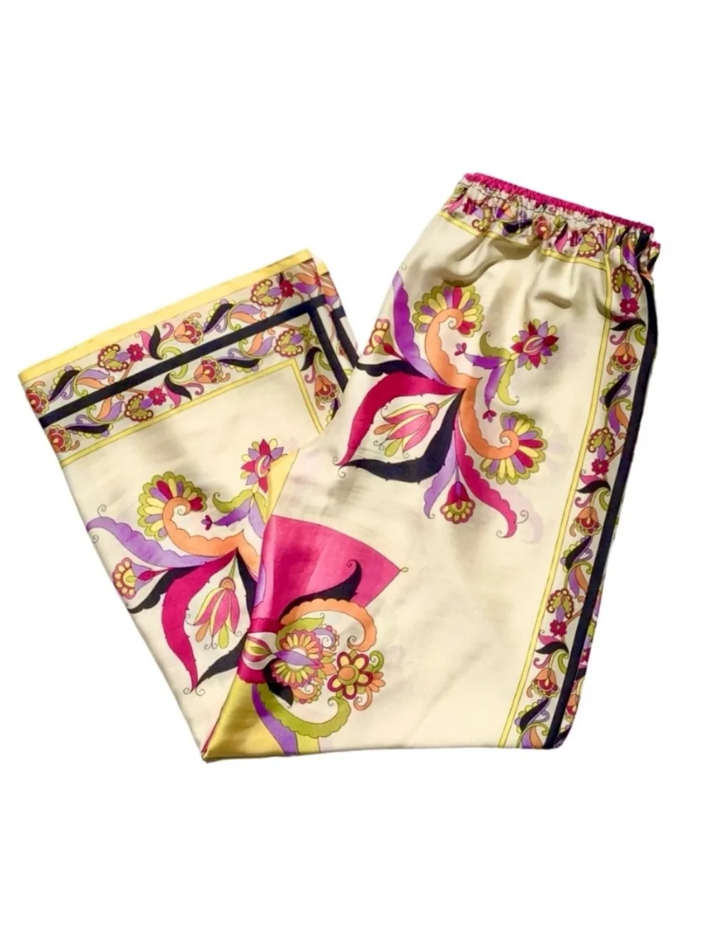Zara Multicolor Floral Print Wide Leg Pants Size Medium